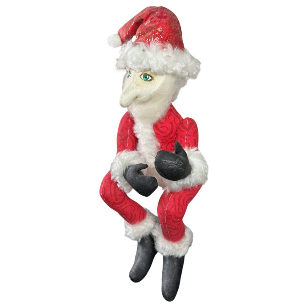 Vintage Fabric Santa Shelf Sitter Knee Hugger